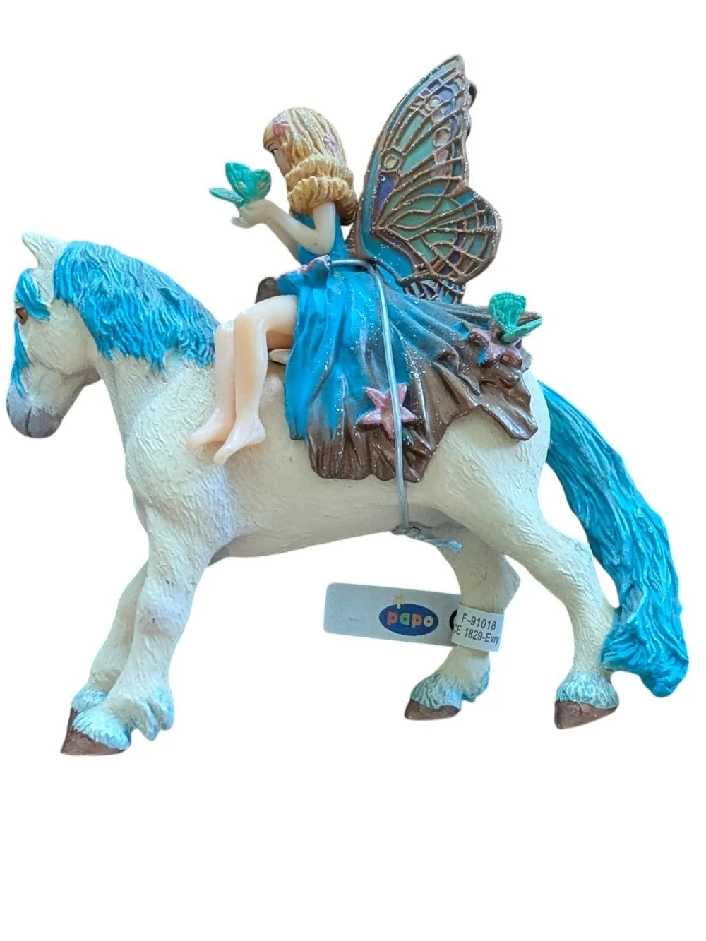 Blue Fairy Riding Horse Figurine